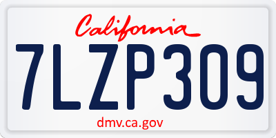 CA license plate 7LZP309