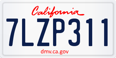 CA license plate 7LZP311