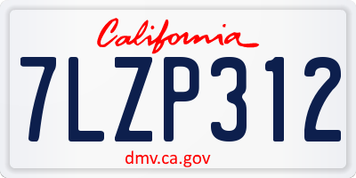 CA license plate 7LZP312