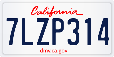 CA license plate 7LZP314
