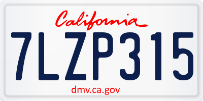 CA license plate 7LZP315
