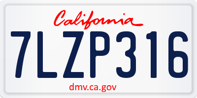 CA license plate 7LZP316