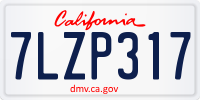 CA license plate 7LZP317