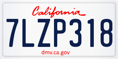 CA license plate 7LZP318