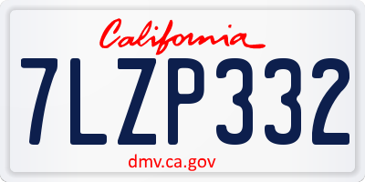 CA license plate 7LZP332