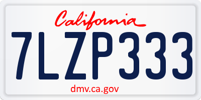 CA license plate 7LZP333
