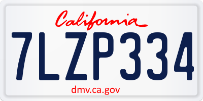 CA license plate 7LZP334