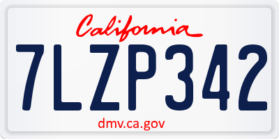 CA license plate 7LZP342