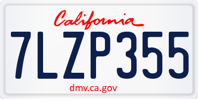 CA license plate 7LZP355