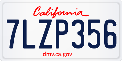 CA license plate 7LZP356