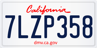 CA license plate 7LZP358