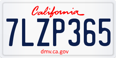 CA license plate 7LZP365