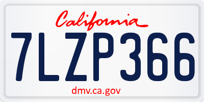 CA license plate 7LZP366