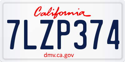 CA license plate 7LZP374