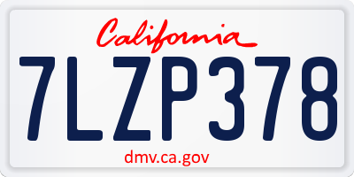 CA license plate 7LZP378
