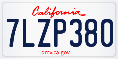 CA license plate 7LZP380