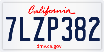 CA license plate 7LZP382