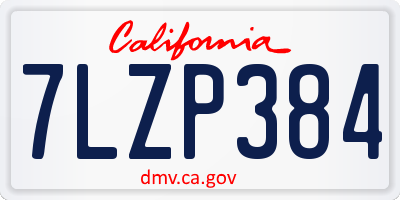 CA license plate 7LZP384