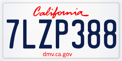 CA license plate 7LZP388