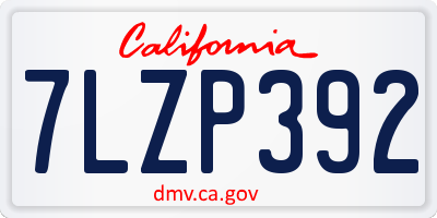 CA license plate 7LZP392
