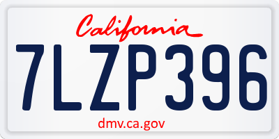 CA license plate 7LZP396