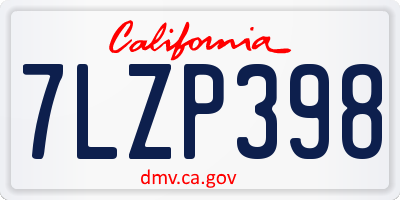 CA license plate 7LZP398