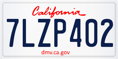 CA license plate 7LZP402