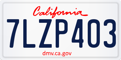 CA license plate 7LZP403