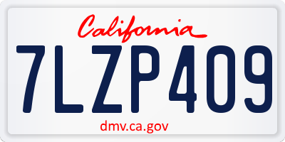 CA license plate 7LZP409