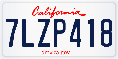 CA license plate 7LZP418