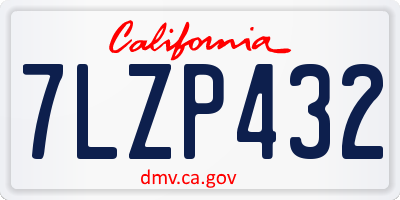 CA license plate 7LZP432