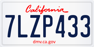 CA license plate 7LZP433