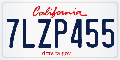 CA license plate 7LZP455