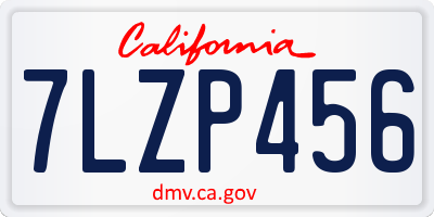CA license plate 7LZP456