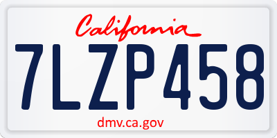 CA license plate 7LZP458