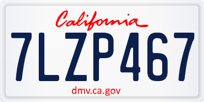 CA license plate 7LZP467