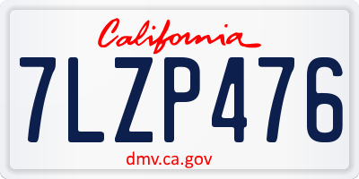 CA license plate 7LZP476