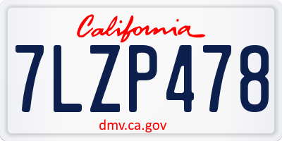 CA license plate 7LZP478