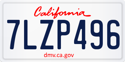CA license plate 7LZP496