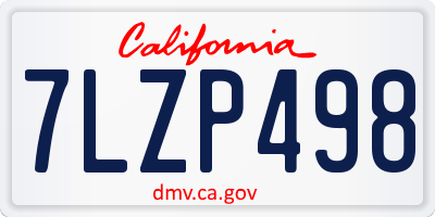 CA license plate 7LZP498