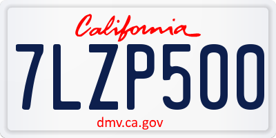 CA license plate 7LZP500