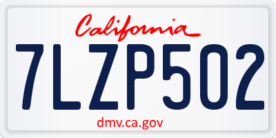 CA license plate 7LZP502