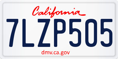 CA license plate 7LZP505
