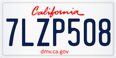 CA license plate 7LZP508
