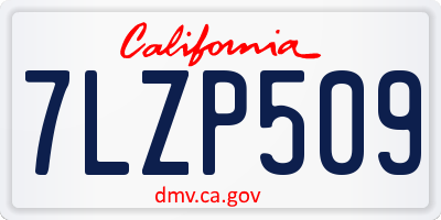 CA license plate 7LZP509