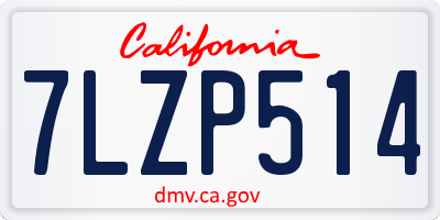 CA license plate 7LZP514