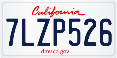 CA license plate 7LZP526