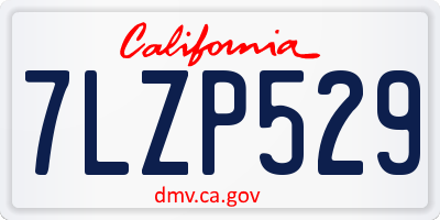 CA license plate 7LZP529