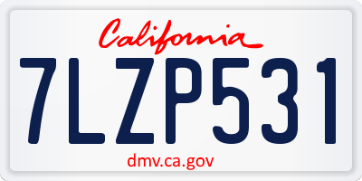 CA license plate 7LZP531