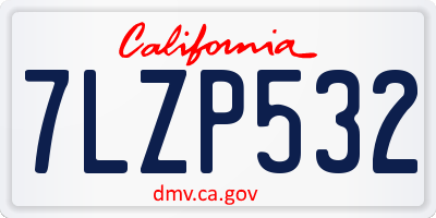 CA license plate 7LZP532